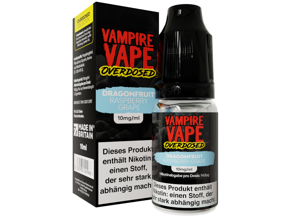 Vampire Vape - Overdosed - Nikotinsalz Liquid - Dragonfruit Raspberry Grape
