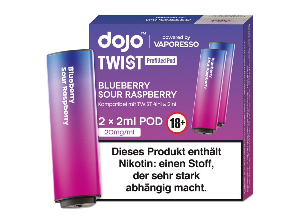 Vaporesso Dojo Twist Pod Heidelbeere Sour Himbeere 20mg 1000x750